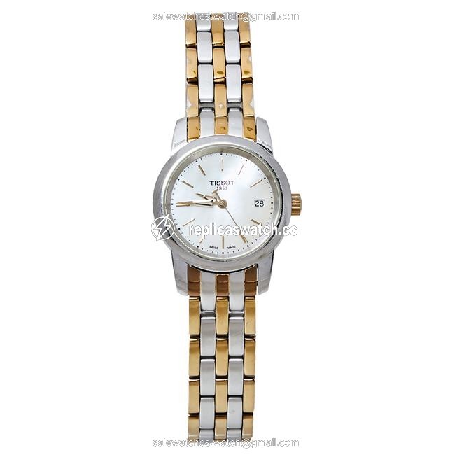 Tissot Mother Of Pearl Two Tone Stainless Steel T033210a Womens Wristwatch 28 Mm Watch Tissot Mother Of Pearl Two Tone Stainless Steel T033210a Womens Wristwatch 28 Mm Watch
