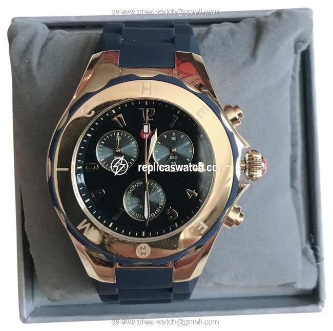 Michele Navy/ Gold Jelly Tahitian Bean Mww12f000084 Watch Michele Navy/ Gold Jelly Tahitian Bean Mww12f000084 Watch