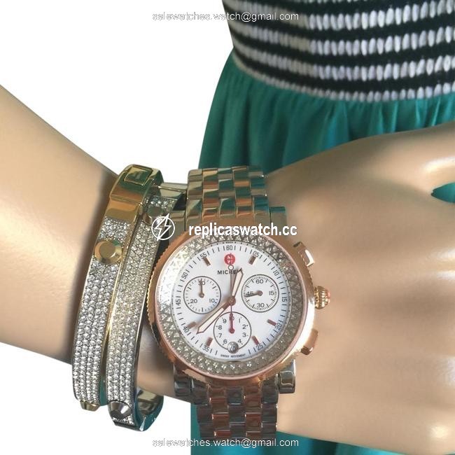 Michele Rose-gold/ Silver Sport Sail 2 Tones Diamonds Mww01c000135 Watch Michele Rose-gold/ Silver Sport Sail 2 Tones Diamonds Mww01c000135 Watch