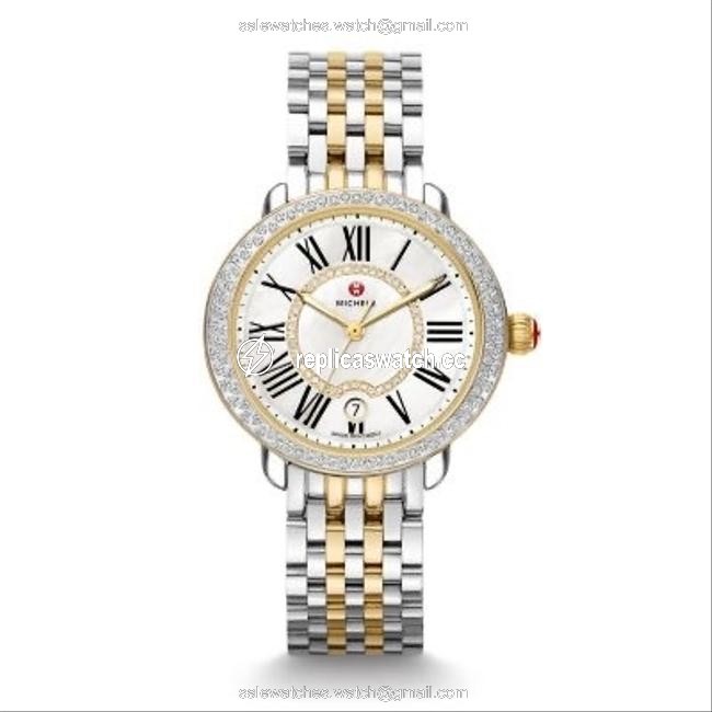 Michele Gold & Silver Serein 16 Mid Two-tone Diamond Mww21b000032 Watch Michele Gold & Silver Serein 16 Mid Two-tone Diamond Mww21b000032 Watch