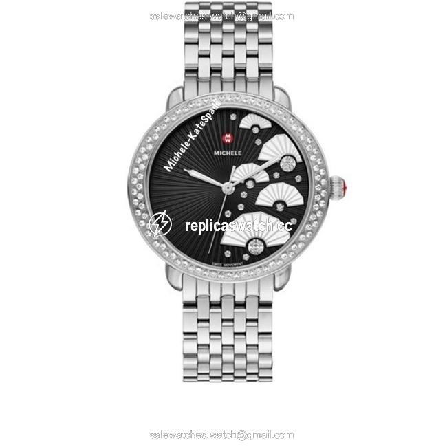 Michele Silver/ Black/ White Serein 0.55ct Diamond Fan Mw21b01a1089 Watch Michele Silver/ Black/ White Serein 0.55ct Diamond Fan Mw21b01a1089 Watch