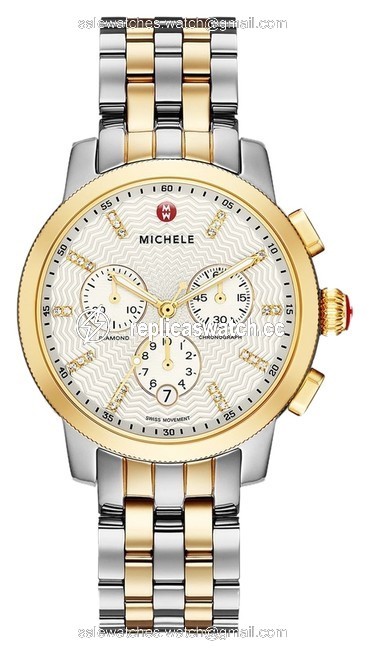 Michele Gold/ Silver Uptown Diamond Dial Two Tone Gold/ Mw25a00c9942 Watch Michele Gold/ Silver Uptown Diamond Dial Two Tone Gold/ Mw25a00c9942 Watch