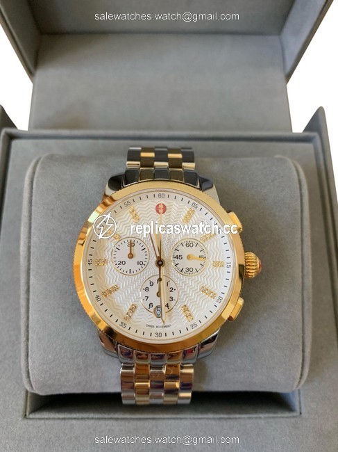 Michele Gold/ Silver Uptown Diamond Dial Two Tone Gold/ Mww25a000002 Watch Michele Gold/ Silver Uptown Diamond Dial Two Tone Gold/ Mww25a000002 Watch