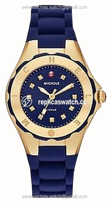 Michele Navy / Gold Jelly Bean Petite Mww12p000004 Watch Michele Navy / Gold Jelly Bean Petite Mww12p000004 Watch