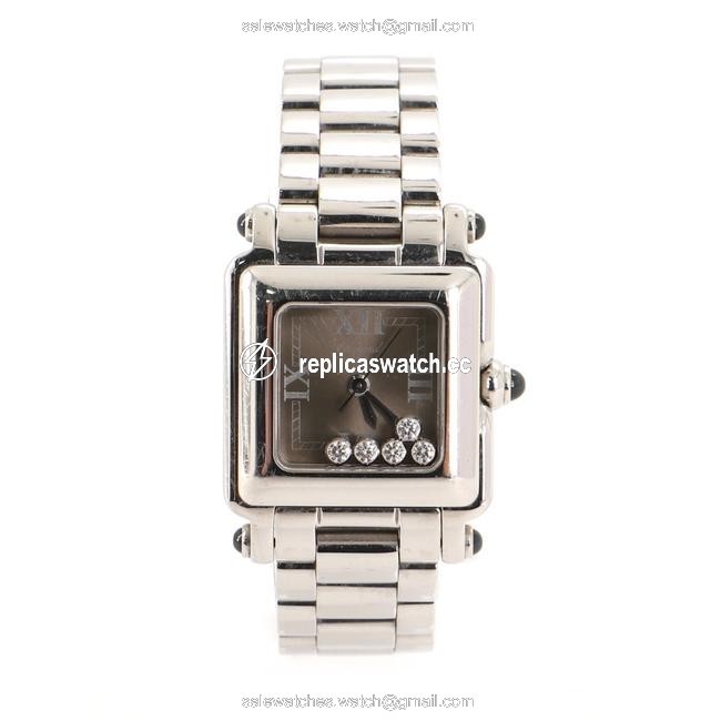Chopard Gray Happy Sport Square Quartz Stainless Steel with Diamonds 27 Watch Chopard Gray Happy Sport Square Quartz Stainless Steel with Diamonds 27 Watch