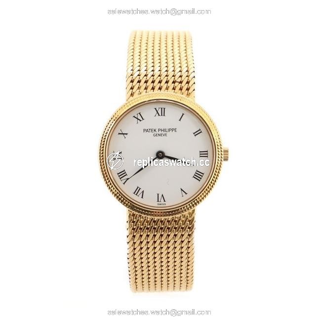 Patek Philippe White Calatrava 4819 Quartz Yellow Gold 25 Watch Patek Philippe White Calatrava 4819 Quartz Yellow Gold 25 Watch