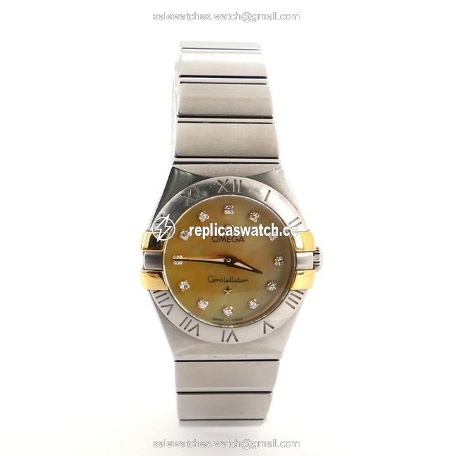 Omega Yellow Constellation Quartz Stainless Steel and Gold Watch Omega Yellow Constellation Quartz Stainless Steel and Gold Watch