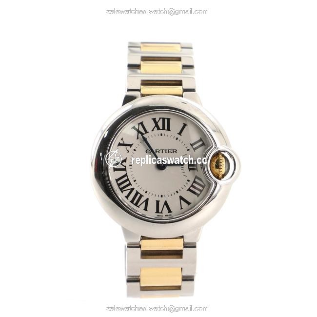 Cartier Silver Ballon Bleu De Quartz Stainless Steel and Yellow Gold 29 Watch Cartier Silver Ballon Bleu De Quartz Stainless Steel and Yellow Gold 29 Watch