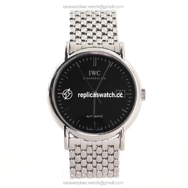 IWC SCHAFFHAUSEN Black Portofino Stainless Steel 37 Watch IWC SCHAFFHAUSEN Black Portofino Stainless Steel 37 Watch