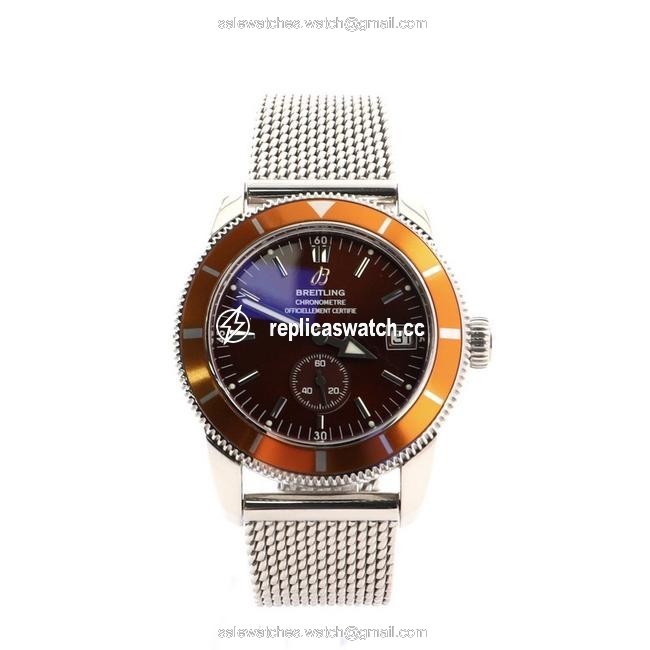 Breitling Brown Superocean Heritage Chronometer Stainless Steel 38 Watch Breitling Brown Superocean Heritage Chronometer Stainless Steel 38 Watch