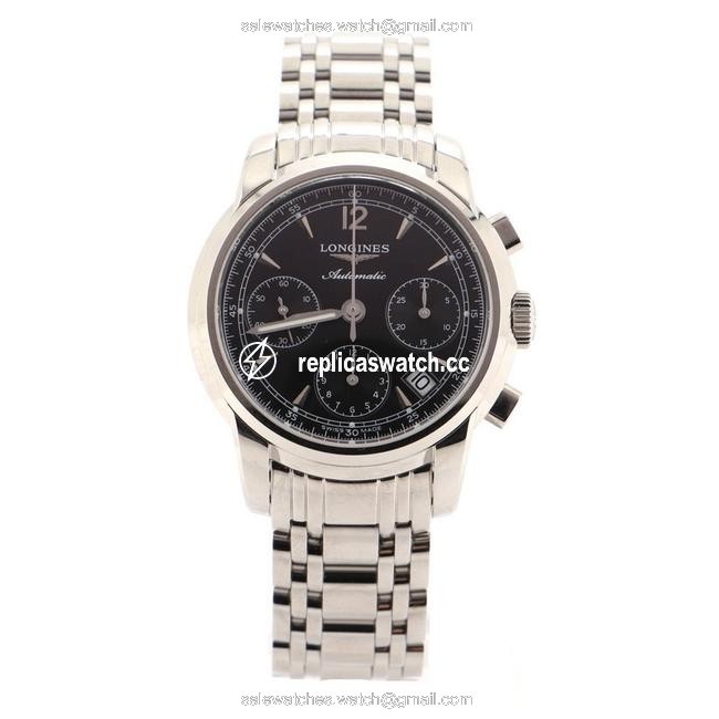 Longines Black Saint-imier Chronograph Stainless Steel 39 Watch Longines Black Saint-imier Chronograph Stainless Steel 39 Watch