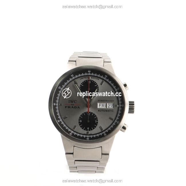 IWC Silver For Prada Limited Edition Gst Chronograph Stainless Watch IWC Silver For Prada Limited Edition Gst Chronograph Stainless Watch