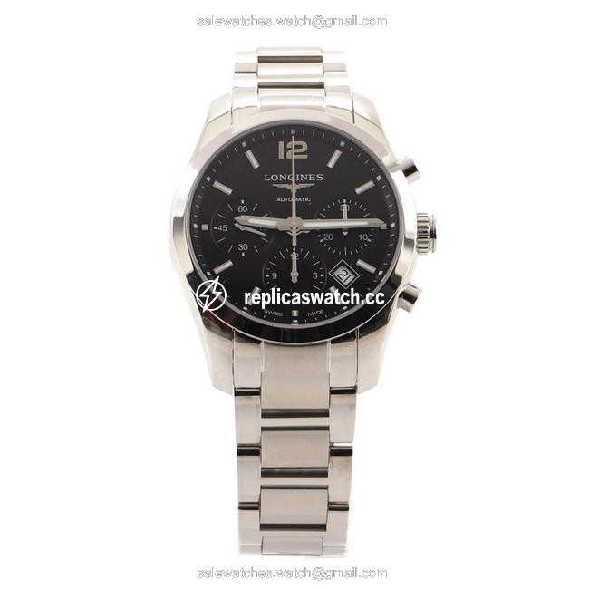 Longines Black Conquest Classic Chronograph Stainless Steel 41 Watch Longines Black Conquest Classic Chronograph Stainless Steel 41 Watch