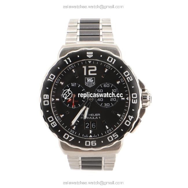 TAG Heuer Black Formula 1 Chronograph Quartz Stainless Steel and Ceramic 42 Watch TAG Heuer Black Formula 1 Chronograph Quartz Stainless Steel and Ceramic 42 Watch