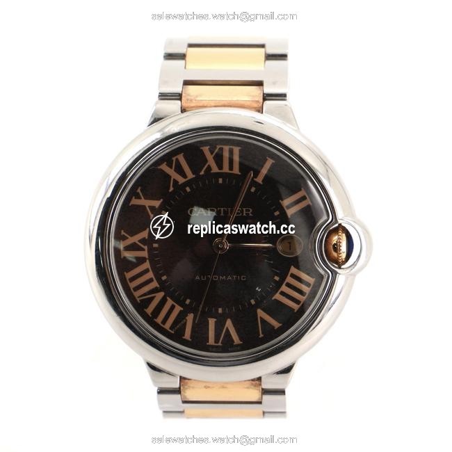 Cartier Brown Ballon Bleu De Stainless Steel and Rose Gold Watch Cartier Brown Ballon Bleu De Stainless Steel and Rose Gold Watch