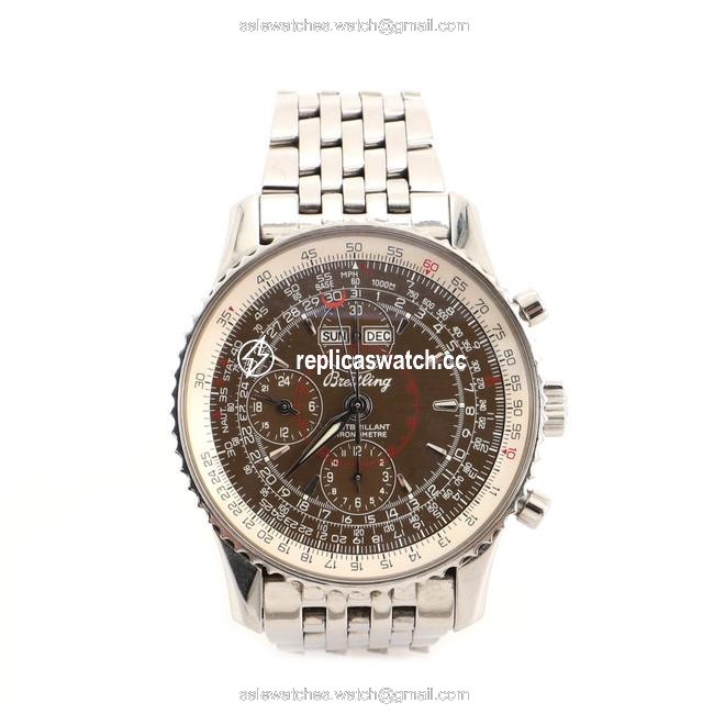 Breitling Brown Navitimer Montbrillant Datora Chronograph Stainless Watch Breitling Brown Navitimer Montbrillant Datora Chronograph Stainless Watch