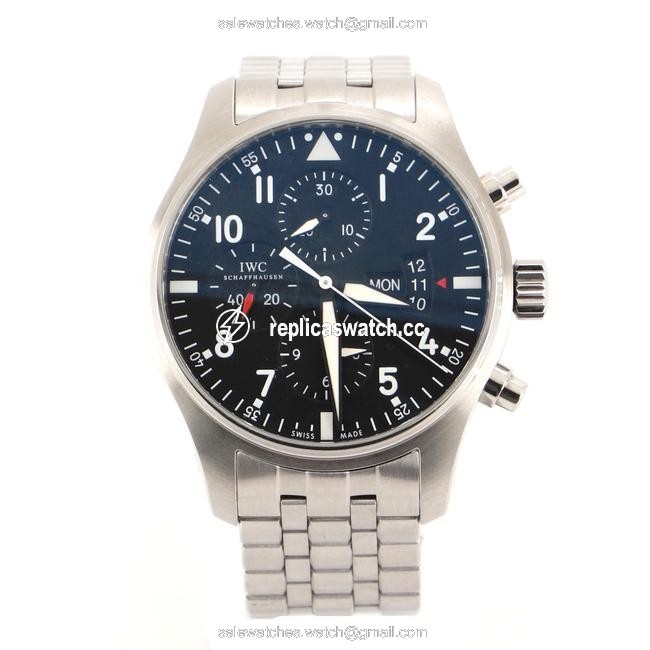 IWC SCHAFFHAUSEN Black Pilot Chronograph Stainless Steel 43 Watch IWC SCHAFFHAUSEN Black Pilot Chronograph Stainless Steel 43 Watch