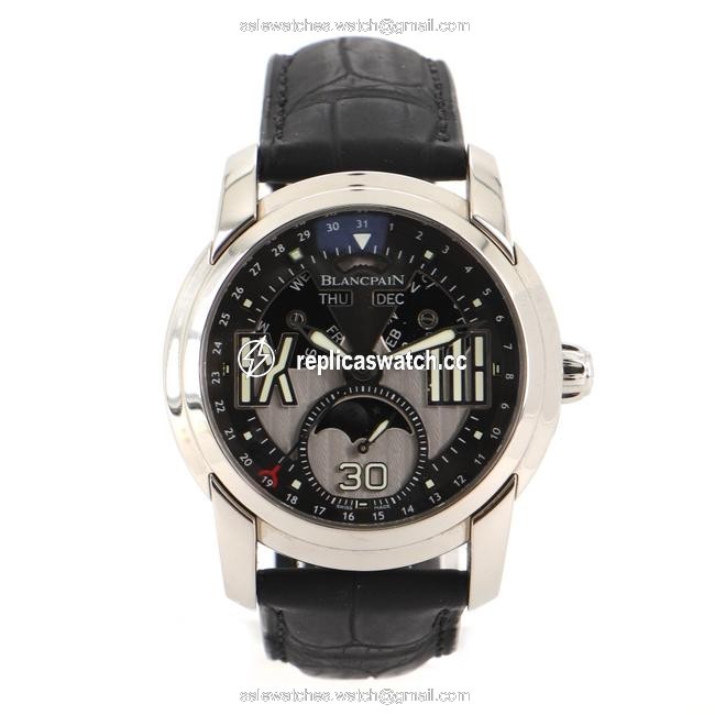 Blancpain Gray L-evolution Moonphase 8 Days Stainless Steel and Allig Watch Blancpain Gray L-evolution Moonphase 8 Days Stainless Steel and Allig Watch