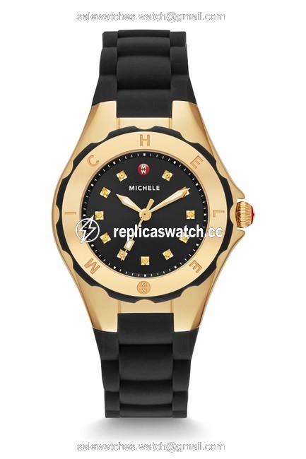 Michele Black / Gold Jelly Bean Petite Navy Mww12p000012 Watch Michele Black / Gold Jelly Bean Petite Navy Mww12p000012 Watch