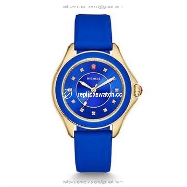 Michele Blue Gold Cape Cobalt Topaz Silicone Mww27a000026 Watch Michele Blue Gold Cape Cobalt Topaz Silicone Mww27a000026 Watch