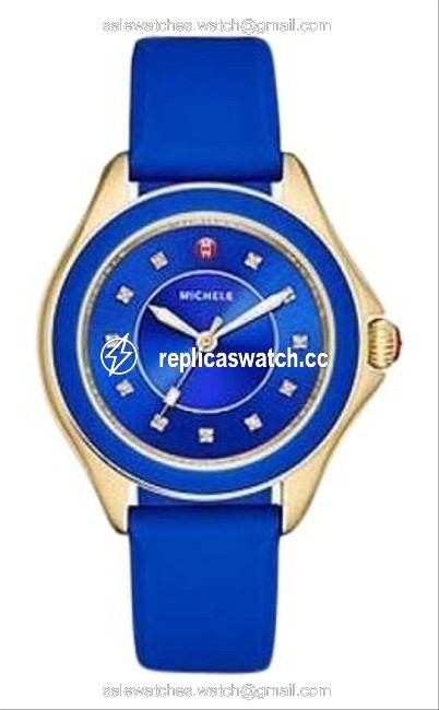 Michele Blue Gold Cape Cobalt Topaz Silicone Mww27a000026 Watch Michele Blue Gold Cape Cobalt Topaz Silicone Mww27a000026 Watch