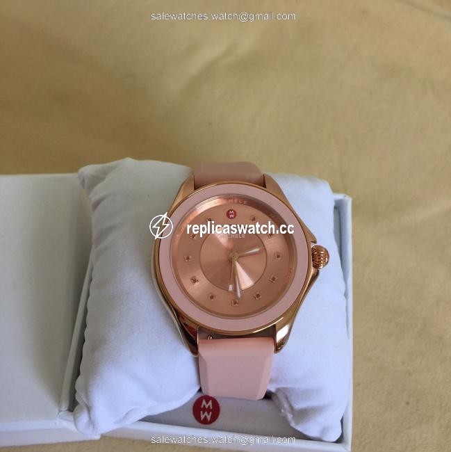 Michele Rose Gold / Pink " Interchangeable Strap" Cape Topaz Mww27a000003 Watch Michele Rose Gold / Pink " Interchangeable Strap" Cape Topaz Mww27a000003 Watch