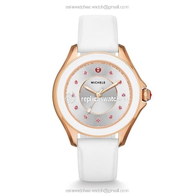 Michele White/ Rose-gold Cape Sunray Dial Silicone Mww27a000004 Watch Michele White/ Rose-gold Cape Sunray Dial Silicone Mww27a000004 Watch