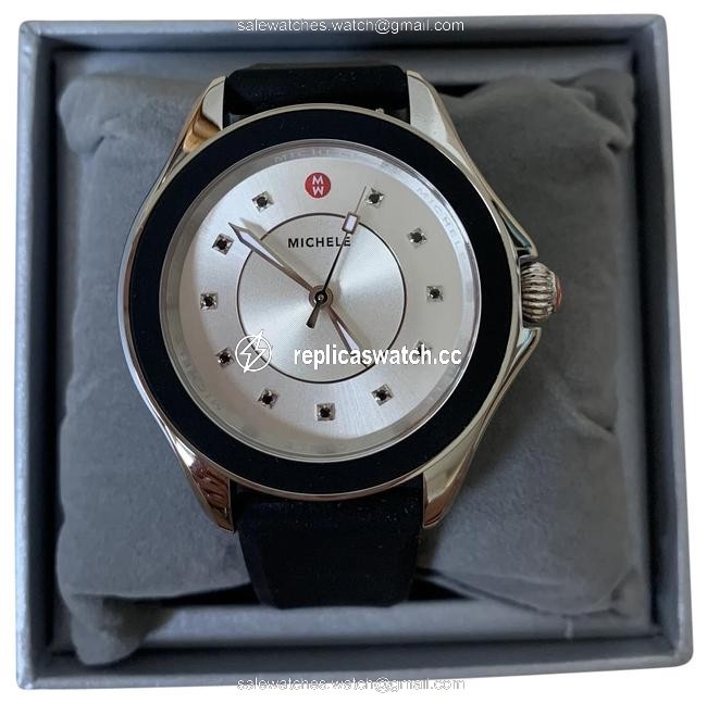 Michele Black Silver " Interchangeable Strap" Cape Topaz Mww27a000012 Watch Michele Black Silver " Interchangeable Strap" Cape Topaz Mww27a000012 Watch
