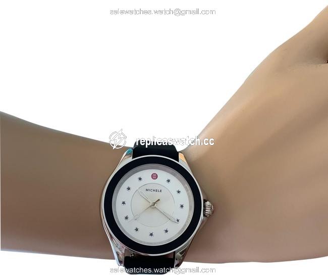Michele Black Silver " Interchangeable Strap" Cape Topaz Mww27a000012 Watch Michele Black Silver " Interchangeable Strap" Cape Topaz Mww27a000012 Watch