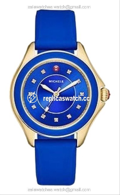 Michele Blue Gold Cape Cobalt Topaz Silicone Mww27a000026 Watch Michele Blue Gold Cape Cobalt Topaz Silicone Mww27a000026 Watch
