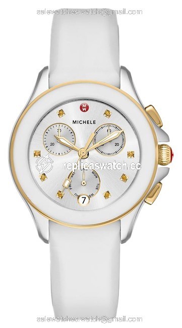 Michele Gold/ Silver Cape Chronograph 2 Tone Mww27c000008 Watch Michele Gold/ Silver Cape Chronograph 2 Tone Mww27c000008 Watch