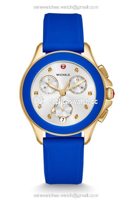 Michele Gold/ Blue Cape Chrono Mww27c000013 Watch Michele Gold/ Blue Cape Chrono Mww27c000013 Watch