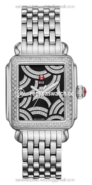 Michele Silver/ Black Art Deco Diamond Dial 0.96 Ct. Diamonds Watch Michele Silver/ Black Art Deco Diamond Dial 0.96 Ct. Diamonds Watch