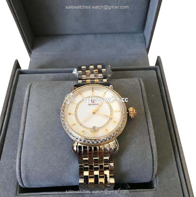Michele Gold/ Silver New Csx-36" Elegance Diamonds Mop Mww03t000042 Watch Michele Gold/ Silver New Csx-36" Elegance Diamonds Mop Mww03t000042 Watch