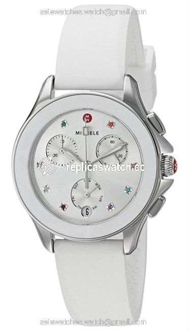 Michele Silver/ White Cape Chrono Tone Mww27c000001 Watch Michele Silver/ White Cape Chrono Tone Mww27c000001 Watch