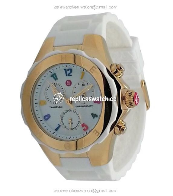 Michele White/Gold Tahitian Jellybean Mww12d000043 White/Gold Womens Chrono Watch Michele White/Gold Tahitian Jellybean Mww12d000043 White/Gold Womens Chrono Watch