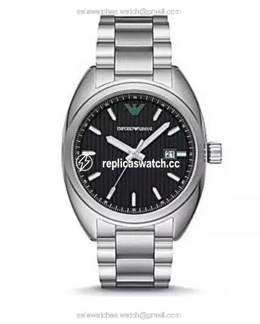 Emporio Armani Ar6129 Mens Silver Bracelet Green Logo Classic Watch Emporio Armani Ar6129 Mens Silver Bracelet Green Logo Classic Watch