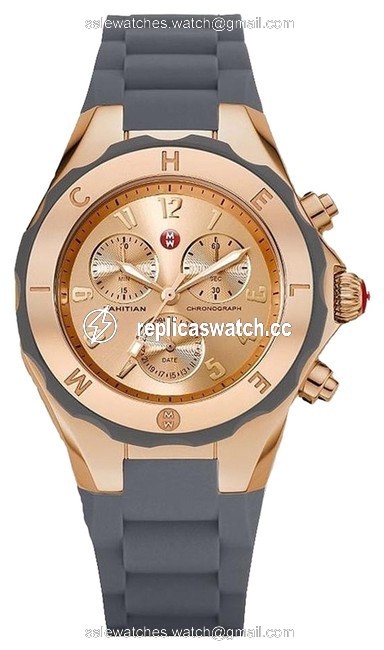 Michele Gray/Rose Gold Jelly Womens Bean Chronograph Tone Silicon Mww12f000045 Watch Michele Gray/Rose Gold Jelly Womens Bean Chronograph Tone Silicon Mww12f000045 Watch