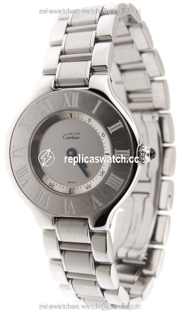 Cartier Silver Mint Ladies Must 21 Stainless Steel 28mm 1340 Watch Cartier Silver Mint Ladies Must 21 Stainless Steel 28mm 1340 Watch