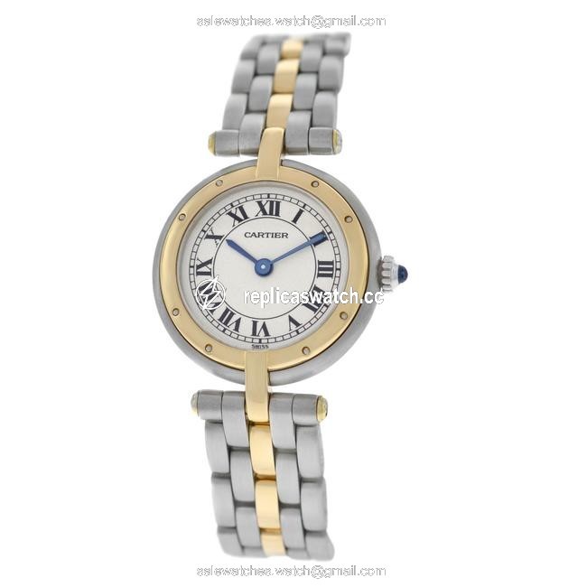 Cartier Yellow Gold Silver Ladies Panthere Vendome 1057920 One Row Steel Quartz 24mm Watch Cartier Yellow Gold Silver Ladies Panthere Vendome 1057920 One Row Steel Quartz 24mm Watch