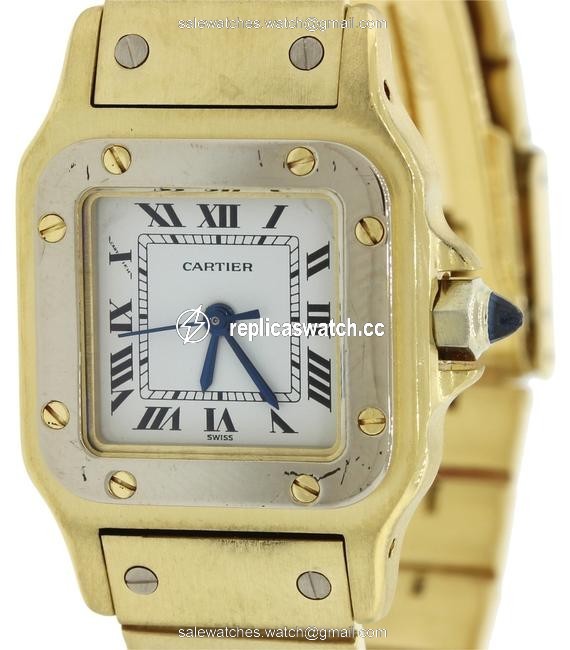 Cartier Yellow Gold Ladies Santos Solid 18k 24mm 101g Watch Cartier Yellow Gold Ladies Santos Solid 18k 24mm 101g Watch