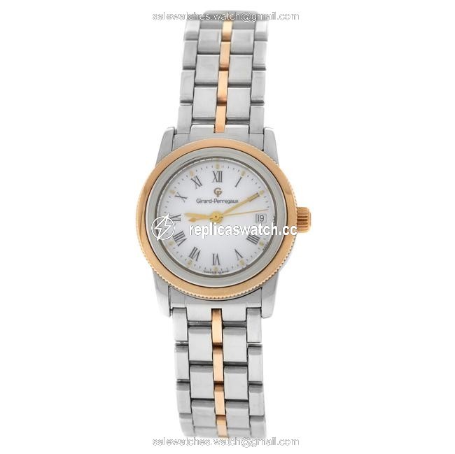 Girard-Perregaux Silver Gold Ladies Gp90 Ref. 1300 Steel Rose 25mm Quartz Watch Girard-Perregaux Silver Gold Ladies Gp90 Ref. 1300 Steel Rose 25mm Quartz Watch