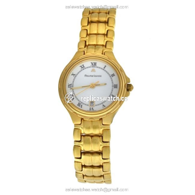 Maurice Lacroix Gold Plated Ladies 79514 Electroplated Steel Quartz 26mm Date Wat Watch Maurice Lacroix Gold Plated Ladies 79514 Electroplated Steel Quartz 26mm Date Wat Watch