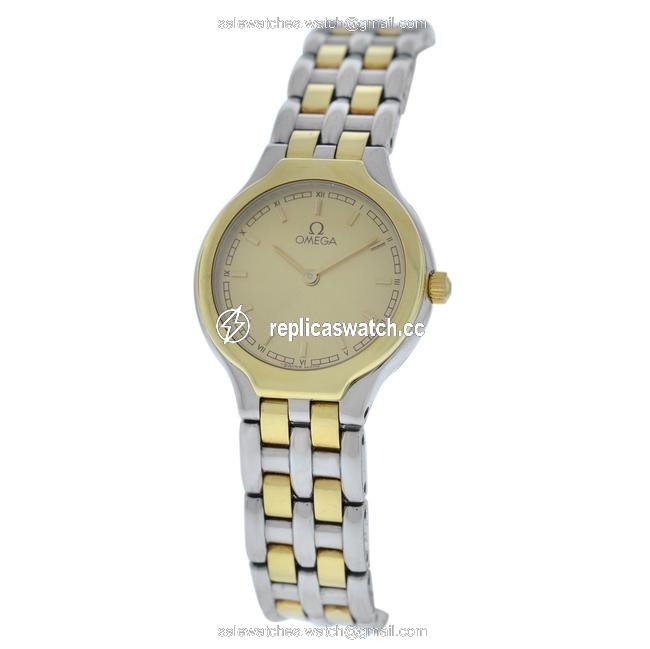 Omega Yellow Gold Silver Ladies De Ville Stainless Steel 23mm Quartz Watch Omega Yellow Gold Silver Ladies De Ville Stainless Steel 23mm Quartz Watch