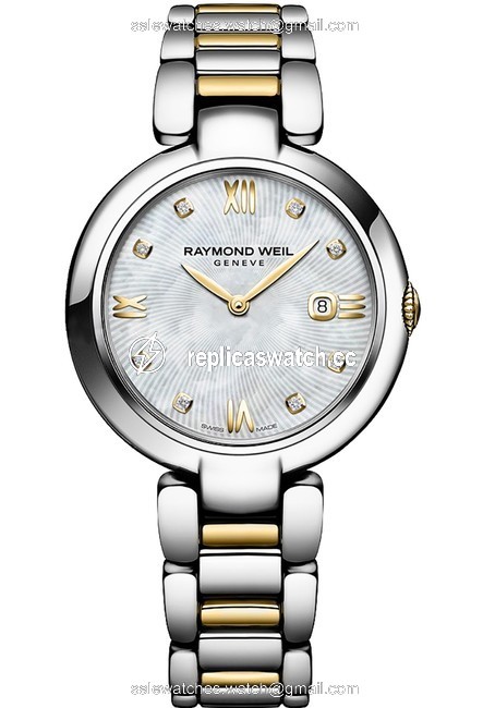 Raymond Weil Gold Silver Ladies Shine 1600-stp-00995 Steel Diamond Mop 32mm Watch Raymond Weil Gold Silver Ladies Shine 1600-stp-00995 Steel Diamond Mop 32mm Watch