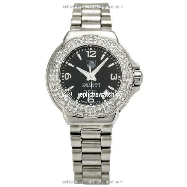 TAG Heuer Silver Formula 1 Wac1214 Diamond Black Womens Watch TAG Heuer Silver Formula 1 Wac1214 Diamond Black Womens Watch