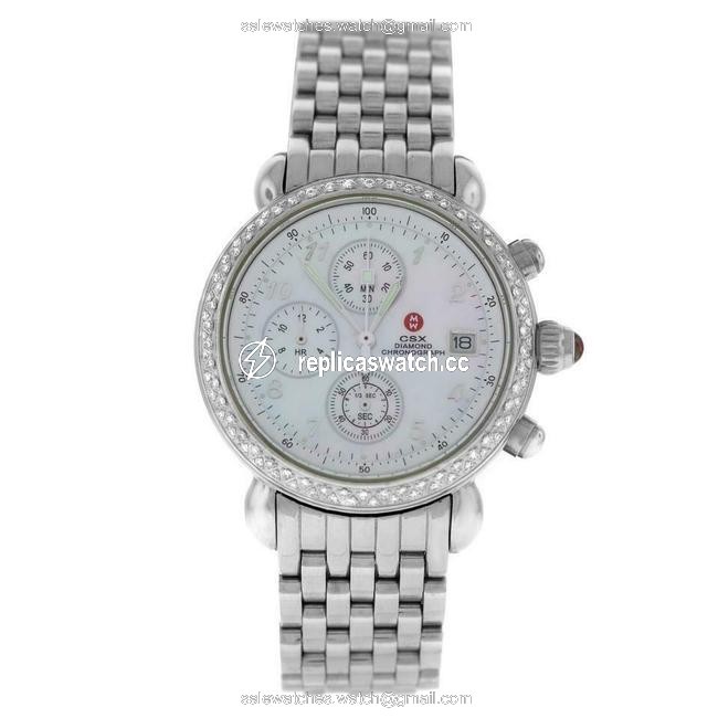 Michele Silver Csx 71-4000/5000 Ladies Steel Mop Diamond Quartz 36mm Watch Michele Silver Csx 71-4000/5000 Ladies Steel Mop Diamond Quartz 36mm Watch