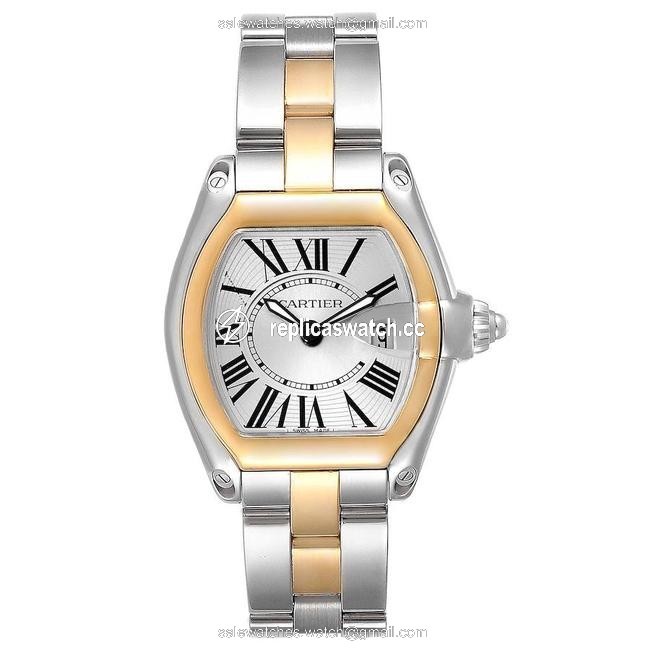 Cartier Silver 18k Yellow Gold and Stainless Steel Roadster W62026y4 Womens Wristwatch 36.5 X 30.5 Mm Watch Cartier Silver 18k Yellow Gold and Stainless Steel Roadster W62026y4 Womens Wristwatch 36.5 X 30.5 Mm Watch
