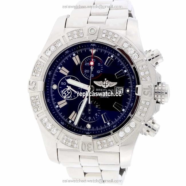 Breitling Stainless Steel Super Avenger Black Dial Diamond 48mm A13370 Watch Breitling Stainless Steel Super Avenger Black Dial Diamond 48mm A13370 Watch