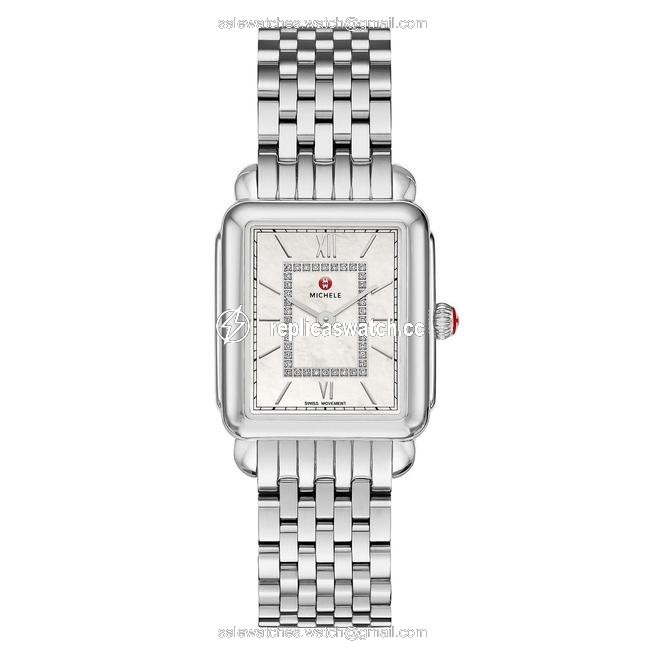 Michele Silver Deco Ii Mid Stainless Mother Of Pearl Diamond Mww06i000026 Watch Michele Silver Deco Ii Mid Stainless Mother Of Pearl Diamond Mww06i000026 Watch